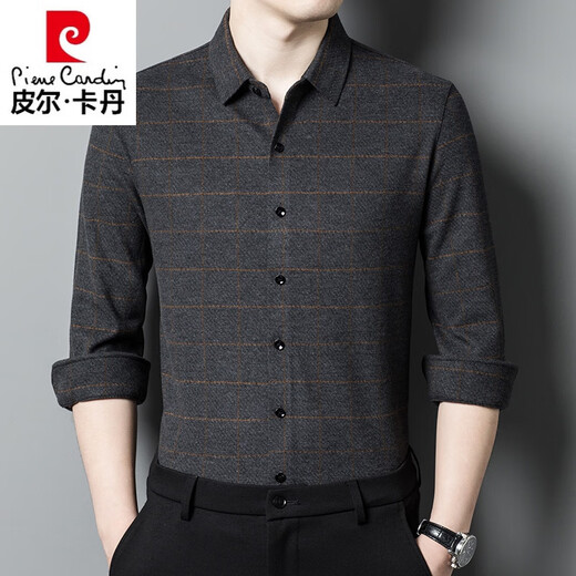 Camisa de cachemira 100% pura de los hombres Piercadian para la camisa de lana a cuadros sin calor en espesas de los hombres Camiseta de lana a cuadros sin calidez Oscuridad VERTICA 826 CAMISA VERTICA 2XL 180 SUGUERAD