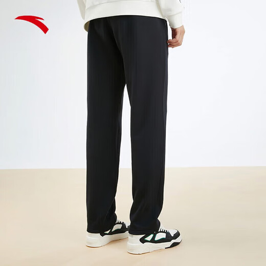 ANTA Velvet Sports Pants Men's Pants Autumn and Winter Knitted Warm Loose Straight Sweatpants Casual Pants Men's Running Pants -1 Basic Black/Straight Velvet Style L (175) Suitable for 120-140 Jin Jin equals 0.5 kg