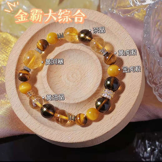 Hengli Jia Putuo Mountain Jinba Grand Comprehensive Gold and Silver Mountain Yellow Pagoda Crystal Explosive Citrine Gold Tiger Eye Stone 10m Top Bead 12m Collection 10mm - including identification certificate sent directly from Putuo Mountain