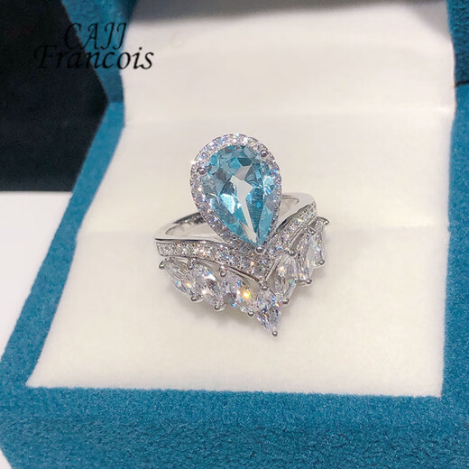 CAJJ Francois 3.50 carat topaz ring for women, natural colored gemstone, jewelry gemstone, 925 silver inlaid, No. 13