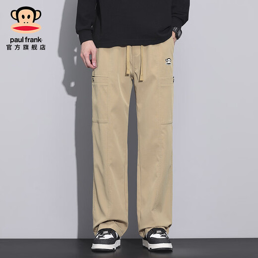 大嘴猴（paul frank）美式潮牌休闲裤男春秋季宽松垂感直筒工装裤男装百搭新款潮流裤子 9856H卡其色【官方正品】 M【建议90-110斤】