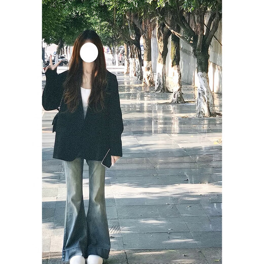 GARNUO black small suit jacket for women 2025 early spring and autumn new style small high-end street-friendly loose casual suit black suit S 101-110Jin Jin equals 0.5 kg