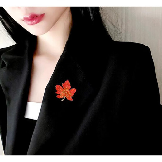 Bhiodha red maple leaf corsage brooch for women exquisite pin-like temperament suit high-end welcome accessories 5 red A22-308