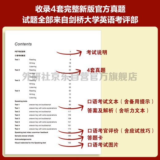 PET neuer Fragentyp, offizielles Testpapier 2 Cambridge General Level 5 Examination, autorisiert von Cambridge, einschließlich Antworten, äußerst detaillierter Analyse, Beurteilung durch den Prüfer (mit Scan-Code-Audio, gesprochenem Beispielvideo)
