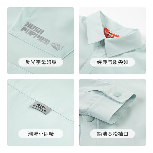 Hush Puppies children's clothing for children and boys spring and summer new moisture-absorbent and quick-drying long-sleeved shirts, thin, stretchy, fashionable and textured shirts, navy blue 155 cm (half a size too large)