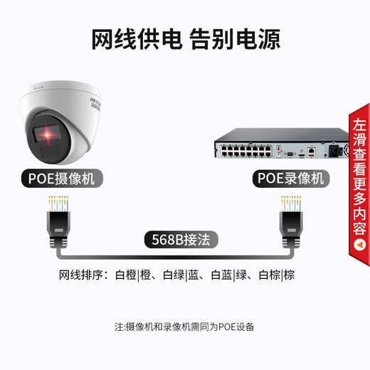 HIKVISION海康威视监控摄像头300万家用红外夜视AI人形检测可录音手机远程室内外监控器T13HV3-IA 2.8MM