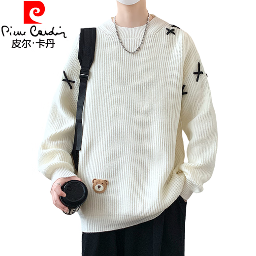 Pierre Cardin (Pierre Cardin) Spring et automne des adolescents pull épais pour les garçons et les élèves du lycée chauds Big Children's Men's Men's Clothing Base Sweater Trend 9196 White L Environ 100-115 Jin [Jin est égal à 0,5 kg] peut être usé