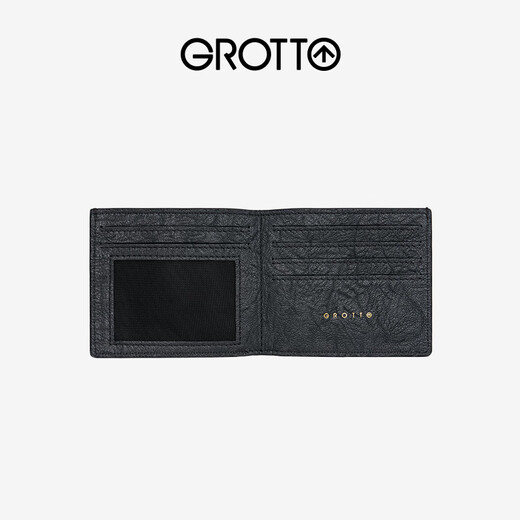 Gele classic sheepskin short wallet handmade genuine leather multi-card card clip card bag couple Chinese Valentine's Day gift classic black (little boy)