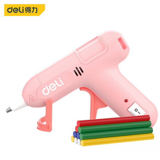 Deli hot melt glue gun with glue stick fast melt glue household glue gun children's handmade DIY electric glue gun hot melt glue stick hot melt gun DL390022 20W pink glue gun (with 10 glue sticks)