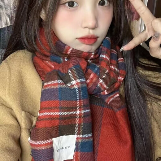 Mei Benwei Scarf Hand Laweven для подруги Palubas Plaid Children Korean 2024 Новая атмосфера Зимняя теплый [корейский ретро-плед] Belle Sea Salt [один размер] милый/универсальный/белый