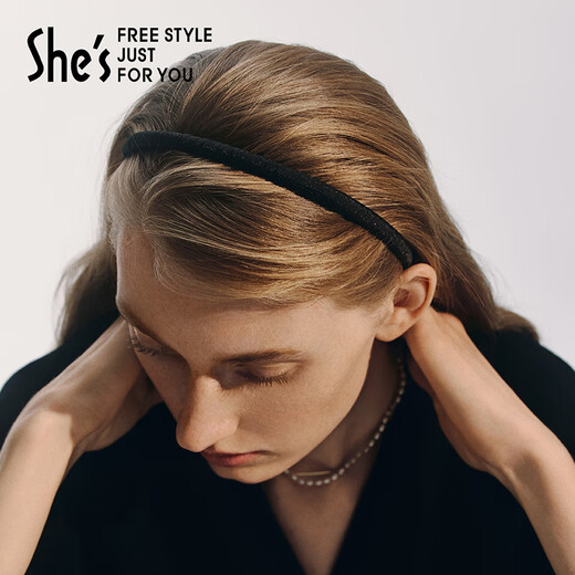 She s Qianzi fabric toothed hairband, broken hairpin, temperament non-slip headband, hairpin, hair accessory, birthday gift for girlfriend, black G0