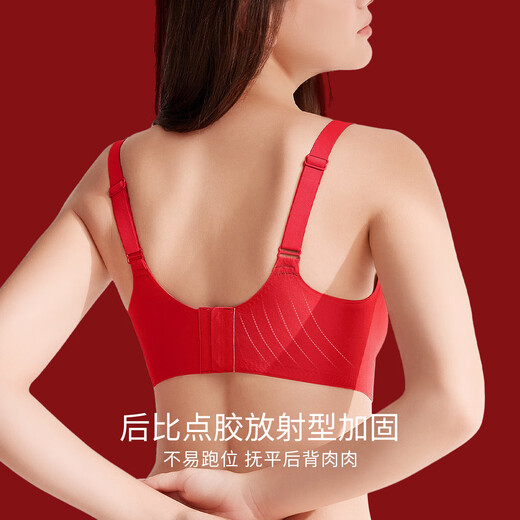Fenyi zodiac year red underwear set for women with big red and small breasts, push-up, thin, seamless underwear, bra, wedding gift, red (back hook), M 160/85