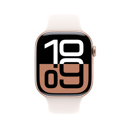 Apple/苹果 Watch Series 10智能手表蜂窝款46毫米玫瑰金色铝金属表壳淡桃粉色运动型表带M/L MWYN3CH/B