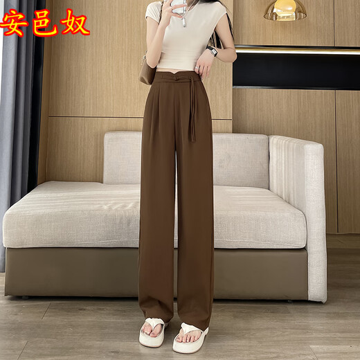 Anyi Nu Xia thin high-end draped wide-leg pants for women's trousers Chinese style new Chinese narrow version straight button casual pants 9216 blue and gray 3XL