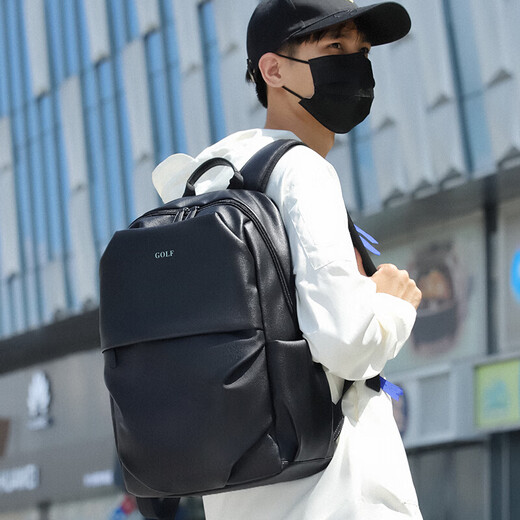 Golf (GOLF) backpack men's large-capacity backpack men's Korean version student school bag 15-inch computer bag travel bag black