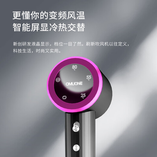 OMUONE high-speed hair dryer household high-power hair care does not damage hair negative ions barber shop professional noise reduction hairdryer salon quick-drying student dormitory gift box for girlfriend birthday Elegant gray 3 meters long line haircut version gift box