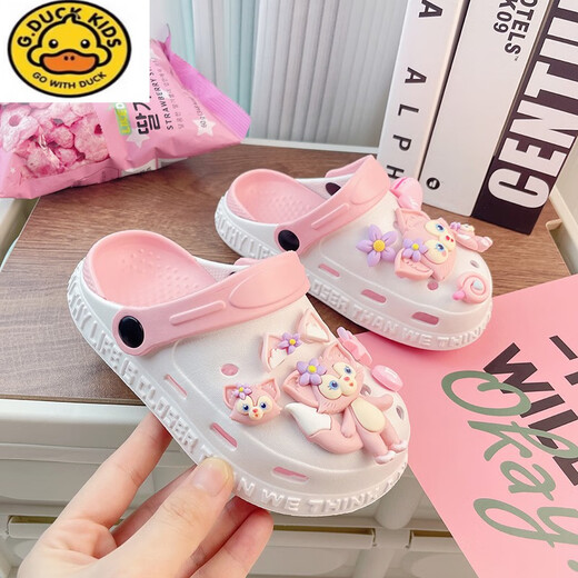 G.DuckKids Girls Slippers 2024 Nouveau style, Summer Wear Girls's Girls Internet Celebrity's Style Summer SUPER SUPER HOT DIY THOS THOS ROSE BLANC-BELL TAILLE 24, LONGUEUR DE CHOSE 13,5 cm