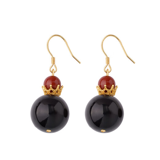 Potala Palace blood agate earrings, high-end new Chinese style simple amber earrings for women, a birthday gift for girlfriend, blood agate earrings