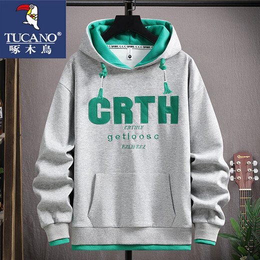 Толстовка «Дятел», новинка 2025 года, осень и зима, бархатный пуловер с капюшоном, студенческие повседневные свободные молодежные топы, мужские 720 метров, белый бархат, XL