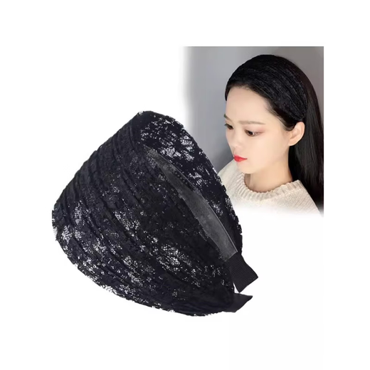 White hair covering artifact, breathable lace headband, covering white hair, wide-brimmed hair clip, wide headband, widening and versatile, black