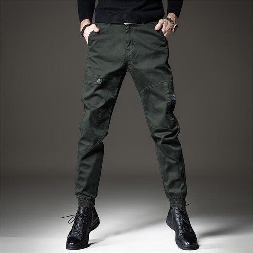 新百伦春秋季高端工装休闲裤男宽松大码男士潮牌哈伦直筒束脚裤子男 黑色 常规 3XL (适合175-190斤)