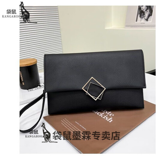 Känguru-Handtasche für Damen, kleine Tasche, handgehalten, Temperament 2023, neuer trendiger Umschlag, Sinn für Mode, ausländischer Stil, diagonale Hand, die eine Schulter hält, schwarz