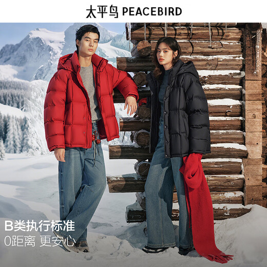 PEACEBIRD Herren 95 % importierte Entendaunen-Daunenjacke mit Kapuze, Winter-Brotjacke, kältebeständige kurze Rippenjacke, 15D Shadow Black (breiter Typ), dritte Charge, L