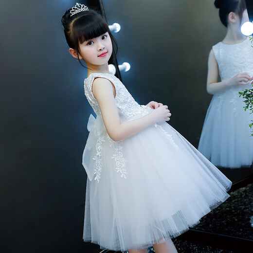 
Annie Youer Children's Day performance costumes and performance costumes for girls puffy skirts dance clothes elementary school students dress white 150
