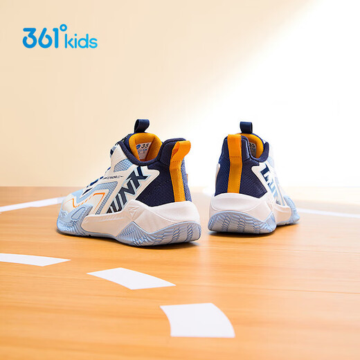 361 Zapatos para niños Zapatos de baloncesto para niños Hebilla de perilla 2025 Otoño Nuevo Amortiguación antideslizante Entrenamiento práctico Zapatos deportivos para niños grandes Azul nieve/Azul claro-1105 38