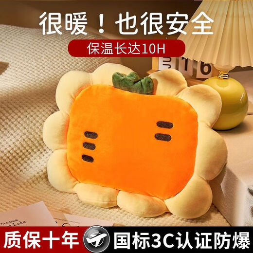 Yi Nuantang cute rechargeable hot water bag, plush hand warmer, a must-have for girls, explosion-proof, removable and washable, upgraded and thickened, removable and washable, carrot orange, smart AI movement, dual temperature control, automatic power off