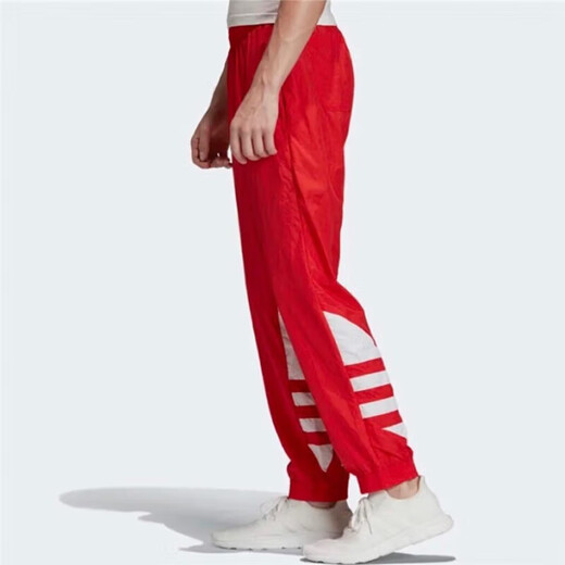 阿迪达斯（adidas）三叶草男裤健身训练防风运动裤宽松休闲裤小脚裤梭织束脚运动裤 FM9898/红色梭织 S