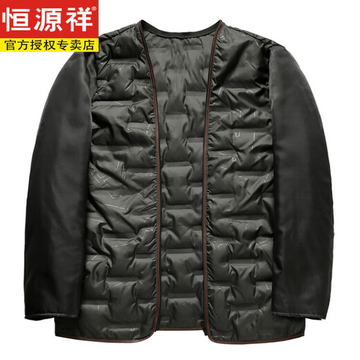 Hengyuanxiang men's wool coat mid-length thickened down liner middle-aged and elderly dad's wool coat men's top gray M