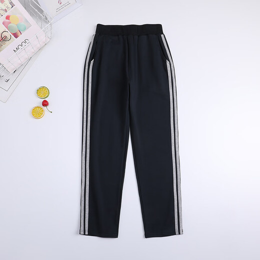 布恩普中小学生校服裤子春秋款儿童深灰棒球服裤女童男童灰色藏青色校裤 深灰色直筒677B 150 cm