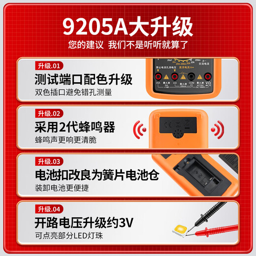 
GUYN multimeter digital high-precision fully intelligent anti-burn maintenance electrician special watch home small DT9205A DT9205A standard equipped with 9V battery + meter pen