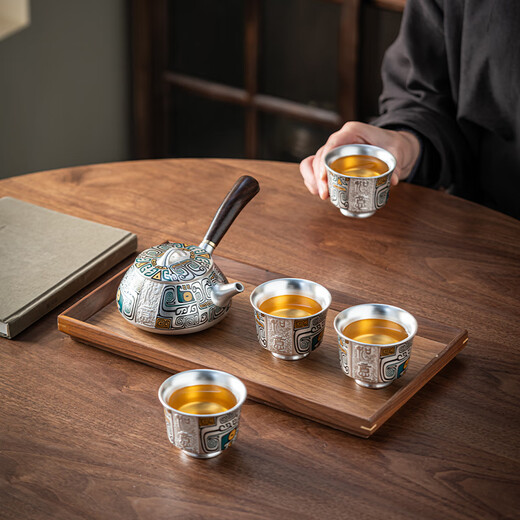 Such as porcelain and moving gilt silver side handle tea set Chinese style complete set of high-end birthday gifts for elders birthday banquet gifts holiday souvenirs Good luck - gilt silver purple sand side handle tea set gift box 5 pieces housewarming and retirement gifts for elders and leaders