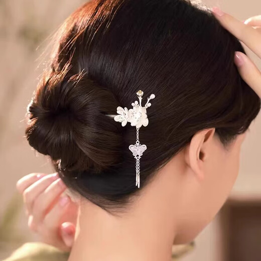 Kamalun (KAMALUN) hairpin step-rocking plum blossom sterling silver hairpin antique high-end Chinese hairpin gift box birthday Chinese Valentine's Day gift Aoxue Hanmei tassel hairpin + pearl lucky bracelet