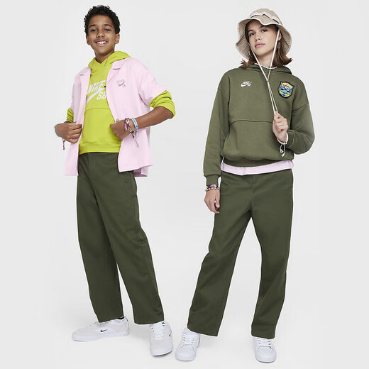 耐克（NIKE） YY胜道体育 青少年长裤梭织长裤女童休闲百搭直筒裤运动裤 FN9215-325 S