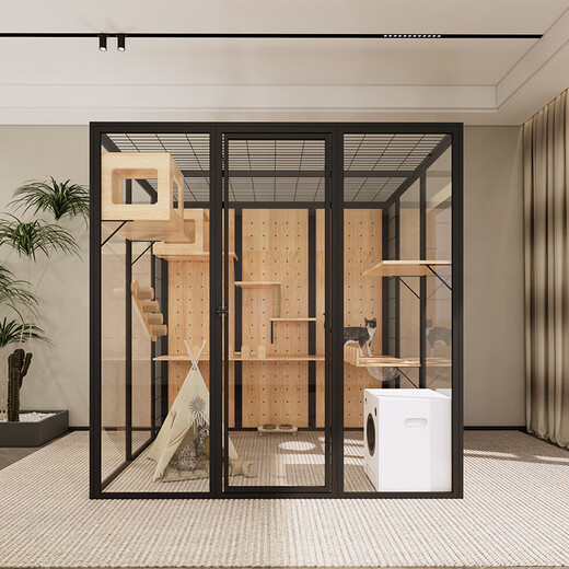 Panoramic Cat Villa Cat House Home Cat Cage Large Indoor Cat Villa Cat Cabinet Luxury Glass Cat Room Customized Length 246 Depth 120 Height 183 Includes Entry Package Installation