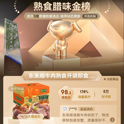 Donglaishun Delicatessen Gift Box Beef Open Bag Ready-to-Eat Specialty New Year Gift Chinese Time-honored Halal Sauce Meat Mix 1850g