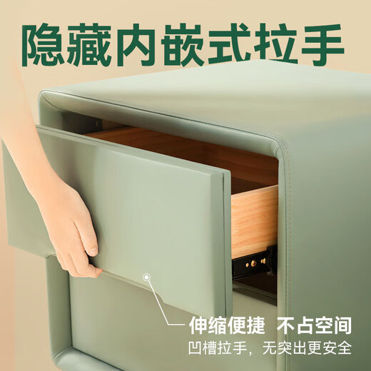 Kingkoil Nachttisch Schlafzimmer kleiner Aufbewahrungsschrank moderner minimalistischer Stil ökologisches Leder kleine quadratische Box Winter Schneeweiß