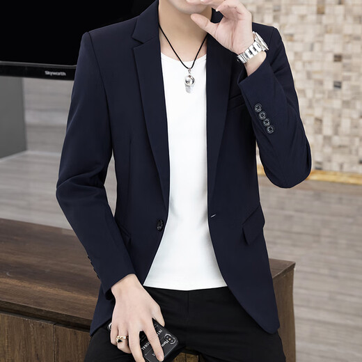 Playboy suit jacket men's Korean version slim fit no-iron business casual suit spring new host large size suit men's two-button black 2XL