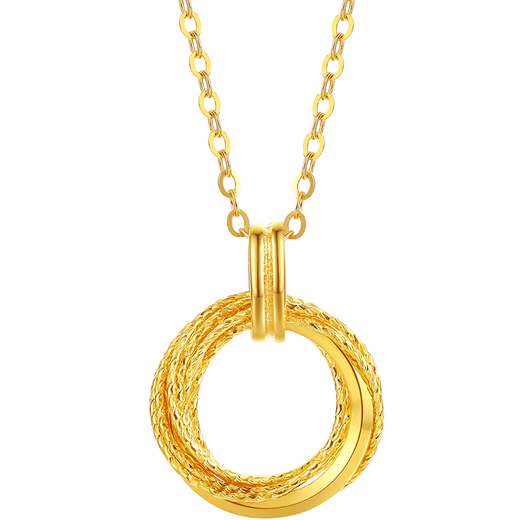 Saturday Blessing Yellow 18K Gold Necklace Möbius Ring Color Gold Necklace Birthday Gift C0613472 40+5cm