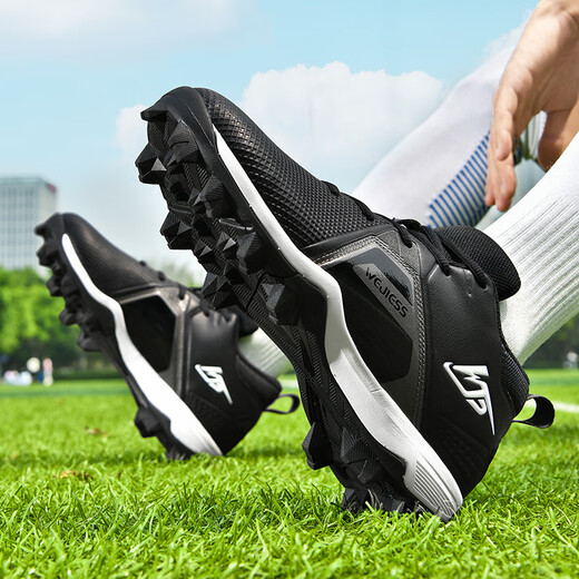 Wejiess Football Shoes American Football Chaussures Competition de baseball Chaussures Training Training Sneakers Junior et Middle School Basketball Batch Boots Chaussures Sports Black 39 Chaussettes + assiette de protection + Sac à chaussures