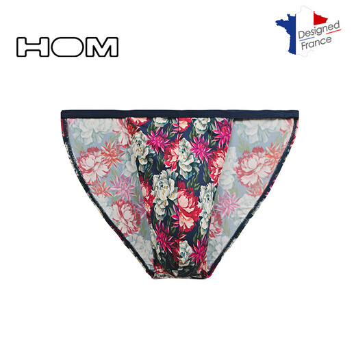 HOM French men's low-waist thong fashionable butt-covering design shows large high-cut sexy underwear multi-color printing briefs multi-color printing L
