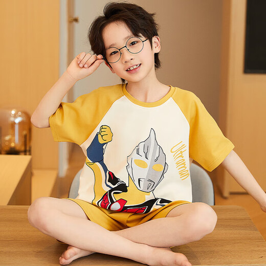 浪莎（LangSha）儿童睡衣男童夏季短袖薄款纯棉家居服男孩小中童夏天学生卡通套装 LTN686 160 建议150-160CM/80-95斤