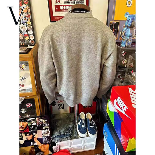 VE gray Henry collar sweatshirt men's autumn lazy style high-end sweater cleanfit bottoming shirt light gray //VE selection buttons Please refer to the explanation video M Recommendation 95-110Jin Jin is equal to 0.5 kg