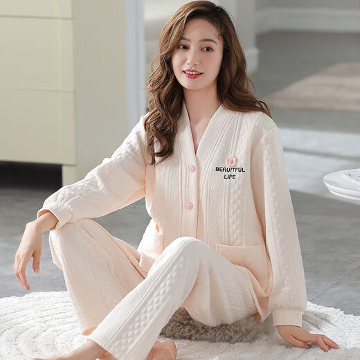 Yalu pajamas for women in autumn and winter thin cotton 2025 new mezzanine air cotton home clothes for outdoor wear XP4839/TF6105 M [80100Jin[Jin equals 0.5 kg]]