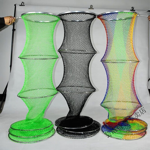 Vinoa small dense mesh nylon thread black pit braided fish guard folding anti-hanging fish net bag quick-drying fish bag fish basket fish bag color model 25 diameter 1 meter no gift