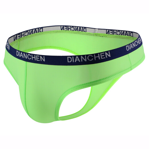 Men's underwear letter low waist sexy ice silk sexy large thong black M