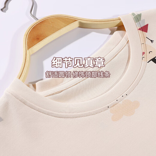 Langsha (Langsha) Pyjama Langsha pour femmes en été à manches courtes en coton pur printemps et été 2023 Nouvelles nocons de nuit pour les vêtements de coton 653 m suggère 80-100jin [Jin est égal à 0,5 kg]